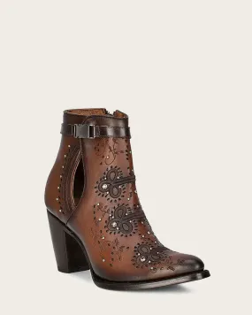 Western brown bootie with crystals