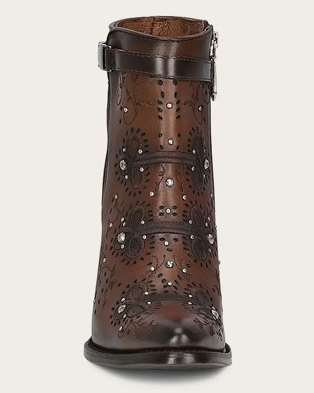 Western brown bootie with crystals