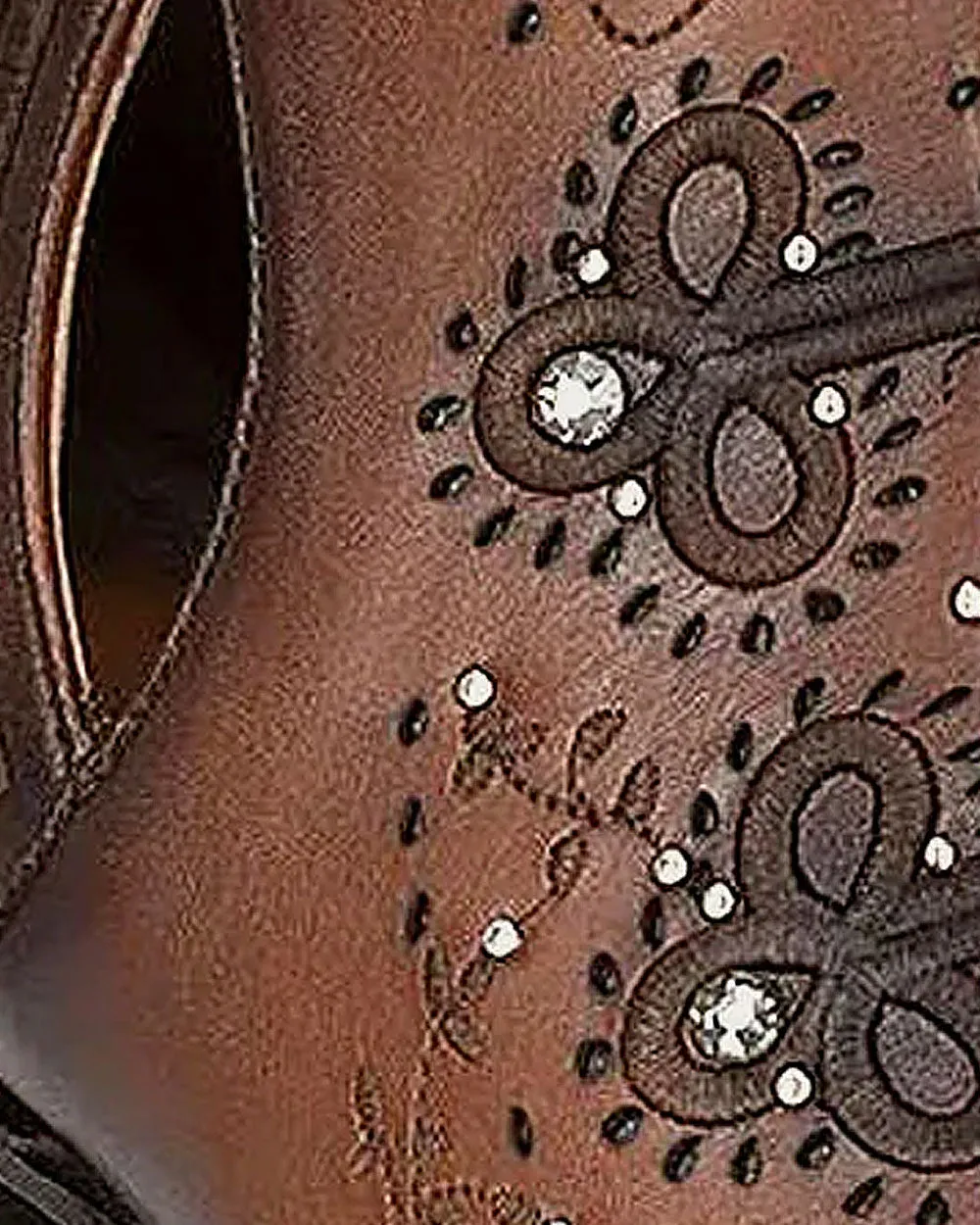 Western brown bootie with crystals