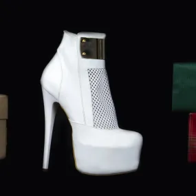White Golden Fishnet Booties