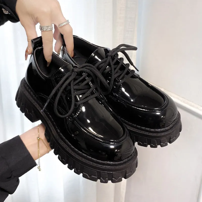 Women Leather Metal Chain Lolita Gothic Shoes