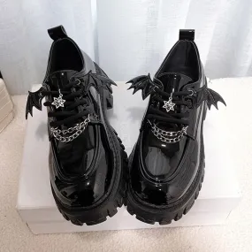 Women Leather Metal Chain Lolita Gothic Shoes
