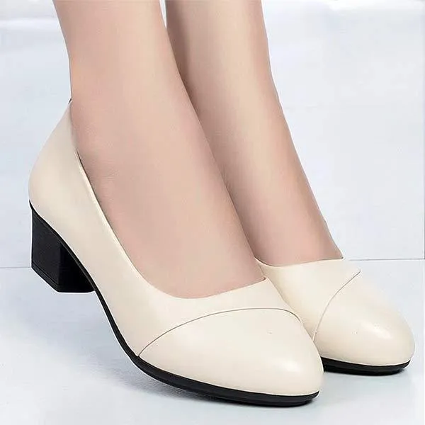Women's Chunky Heel Shallow Mouth Pumps 72143098C