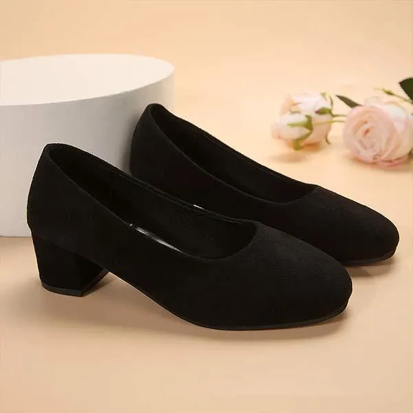 Womens Chunky Heel Suede Pumps 91197359C