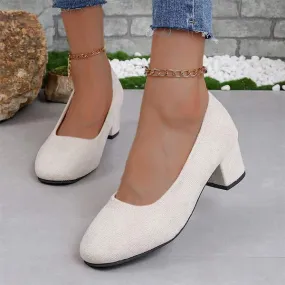 Womens Chunky Heel Suede Pumps 91197359C