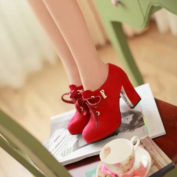 Women's Chunky Heel Waterproof Platform High Heel Pumps 24706171C