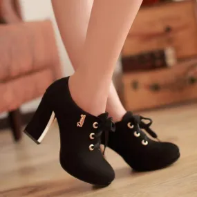Women's Chunky Heel Waterproof Platform High Heel Pumps 24706171C