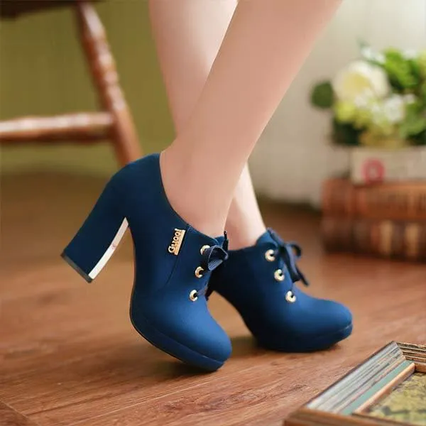 Women's Chunky Heel Waterproof Platform High Heel Pumps 24706171C
