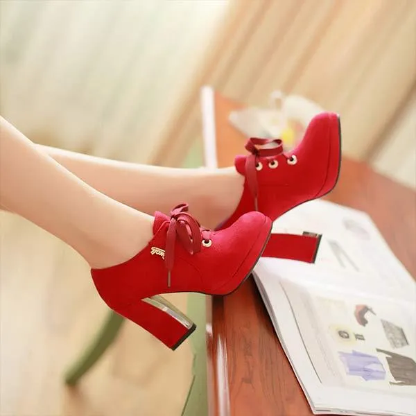 Women's Chunky Heel Waterproof Platform High Heel Pumps 24706171C