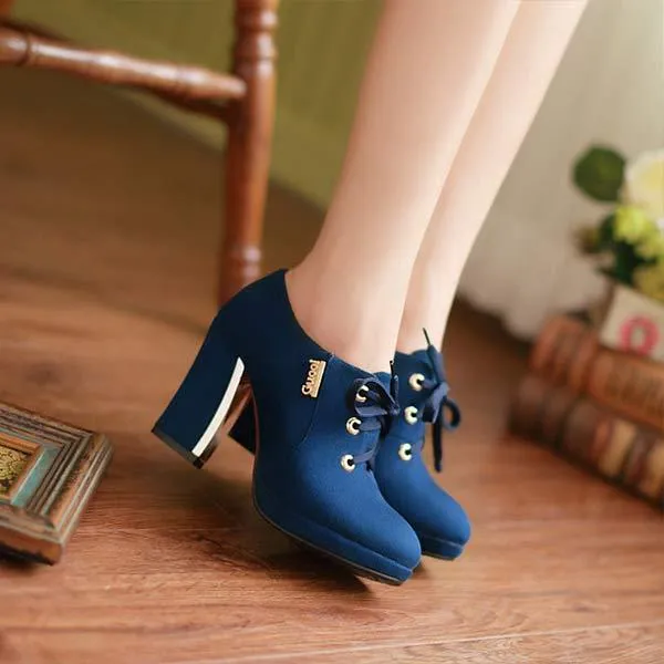 Women's Chunky Heel Waterproof Platform High Heel Pumps 24706171C