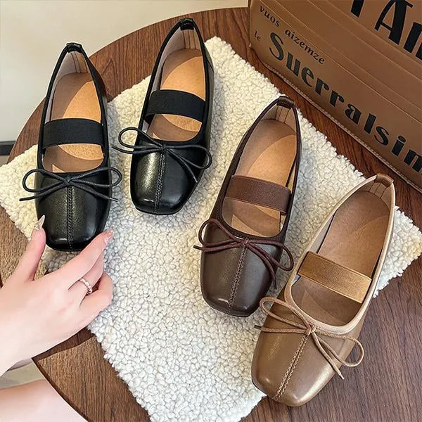 Women's Elegant Bow Elastic Strap Flats 33852336S