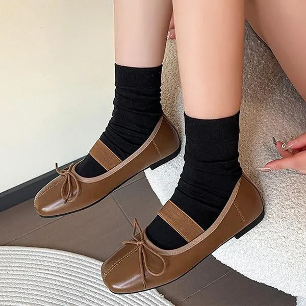 Women's Elegant Bow Elastic Strap Flats 33852336S