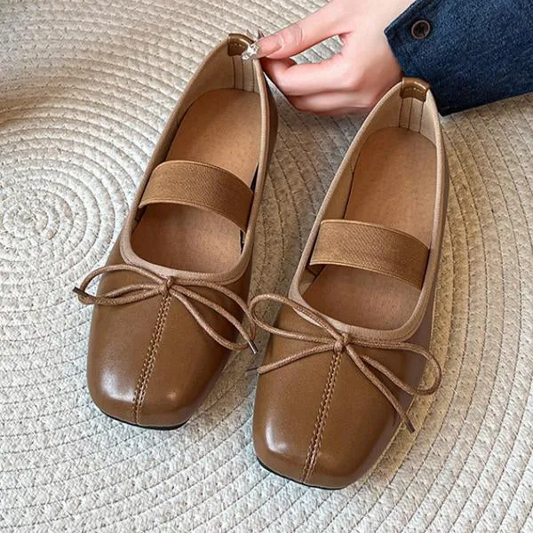 Women's Elegant Bow Elastic Strap Flats 33852336S