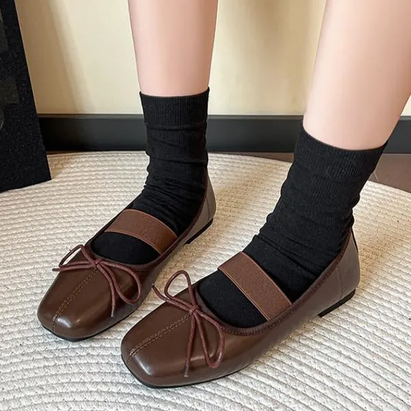 Women's Elegant Bow Elastic Strap Flats 33852336S