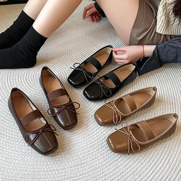Women's Elegant Bow Elastic Strap Flats 33852336S