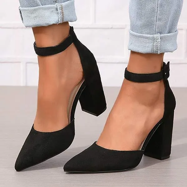 Women's Fashionable Pointed-toe Chunky Heel Pumps 41838234C