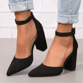 Women's Fashionable Pointed-toe Chunky Heel Pumps 41838234C