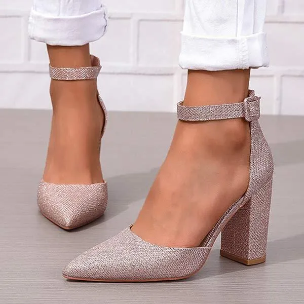 Women's Fashionable Pointed-toe Chunky Heel Pumps 41838234C