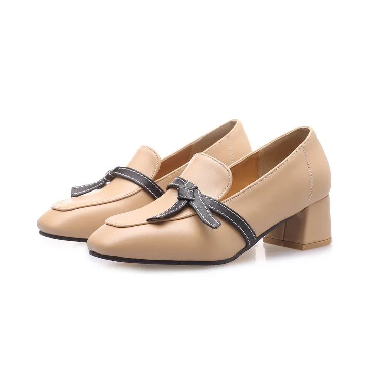 Women's Knot Mid Heel Chunky Pumps