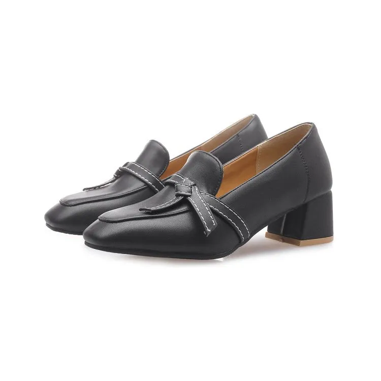 Women's Knot Mid Heel Chunky Pumps