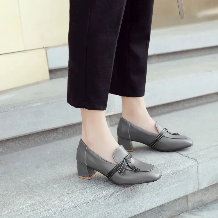 Women's Knot Mid Heel Chunky Pumps