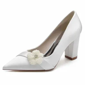 Women's Low Block Heels Comfortable Chunky Wedding Pumps